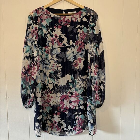Three Eighty Two Ruffle Long Sleeve V-Neck Mini Dress Size Small Floral Revolve* - Picture 3 of 15